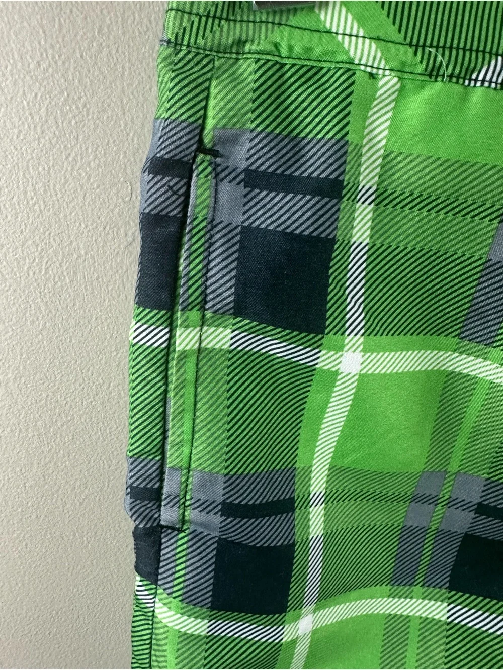 Hanna Andersson Green Plaid Kids Swim Trunks